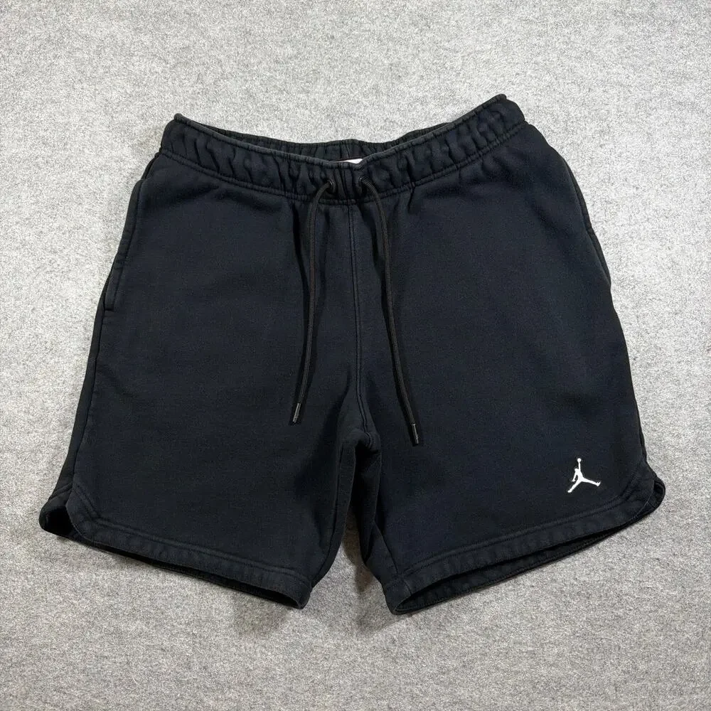 Air Jordan Fleece Sweat Shorts Mens M Black Jumpman Logo Cotton Drawstring